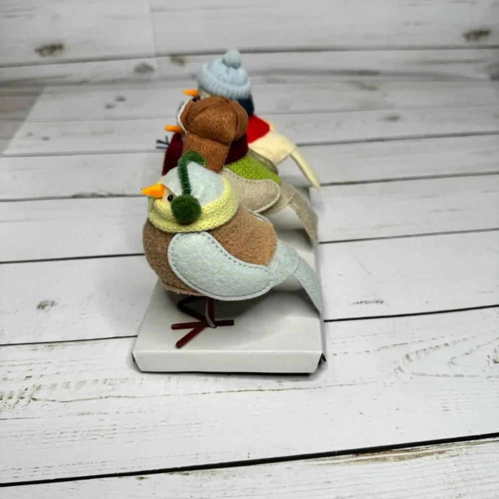 3pc Featherly Friends Mini Fabric Christmas Bird‎ Figurine Wondershop Natural